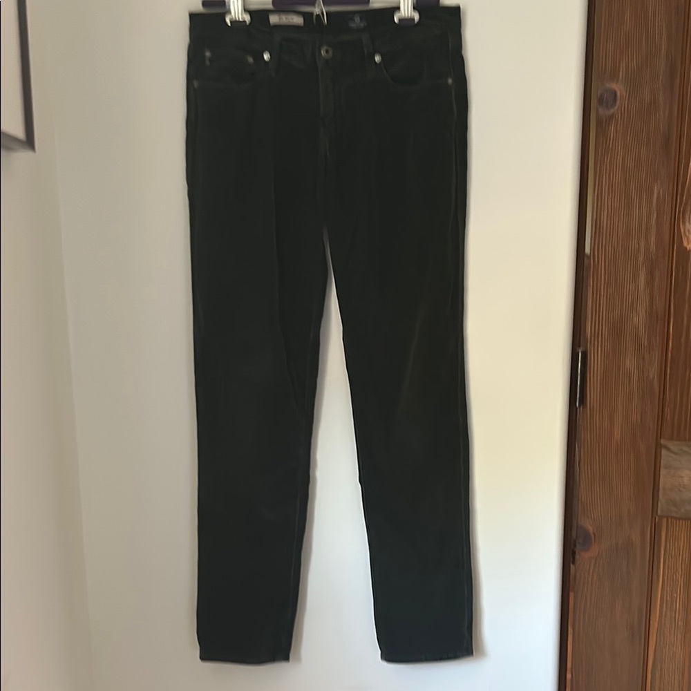AG bottle green corduroy slim straight jeans